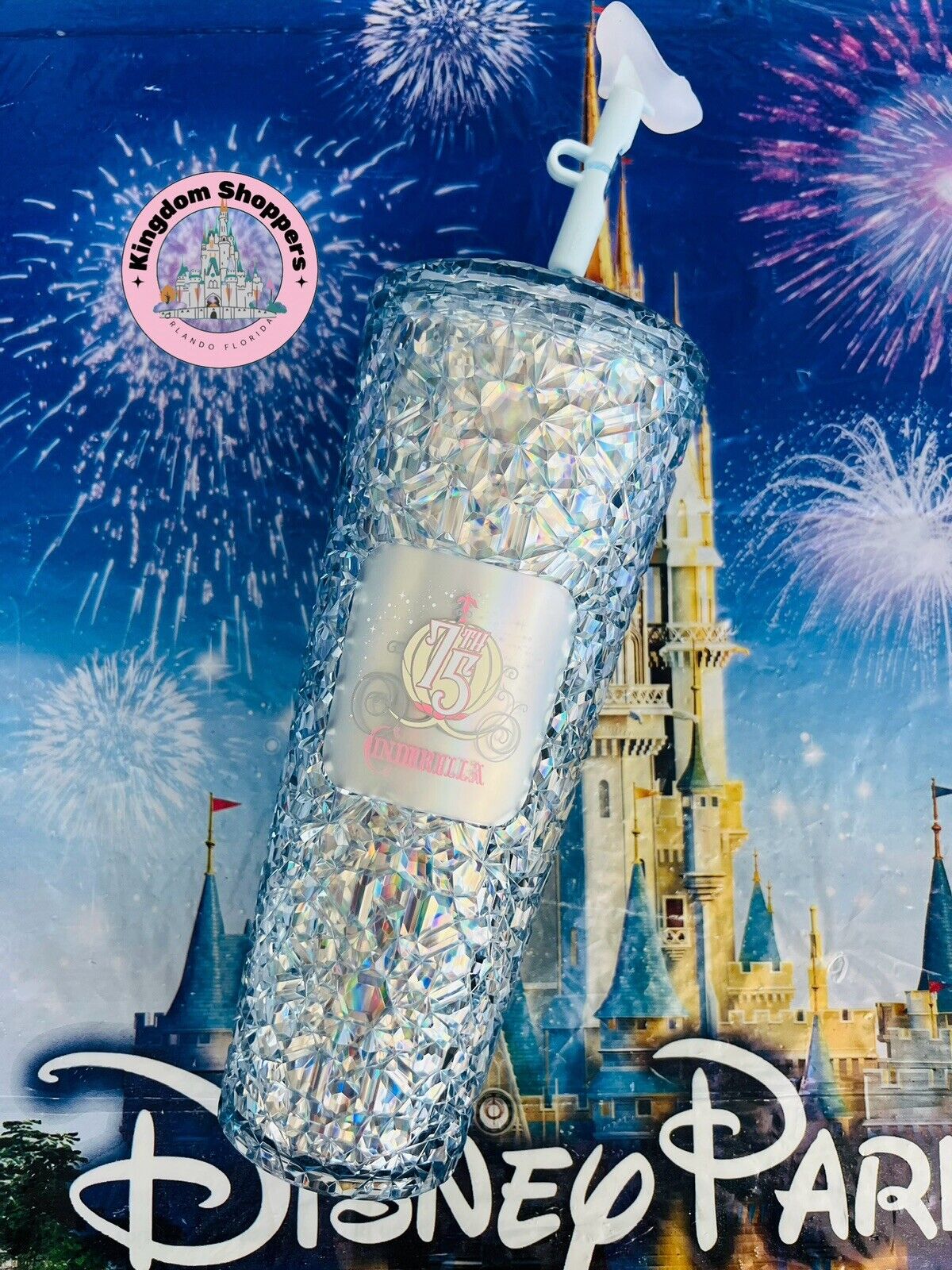 Disney Parks Cinderella 75th Anniversary Starbucks Tumbler Glass Slipper Straw - Sold on eBay March 18th, 2025 for $79.95