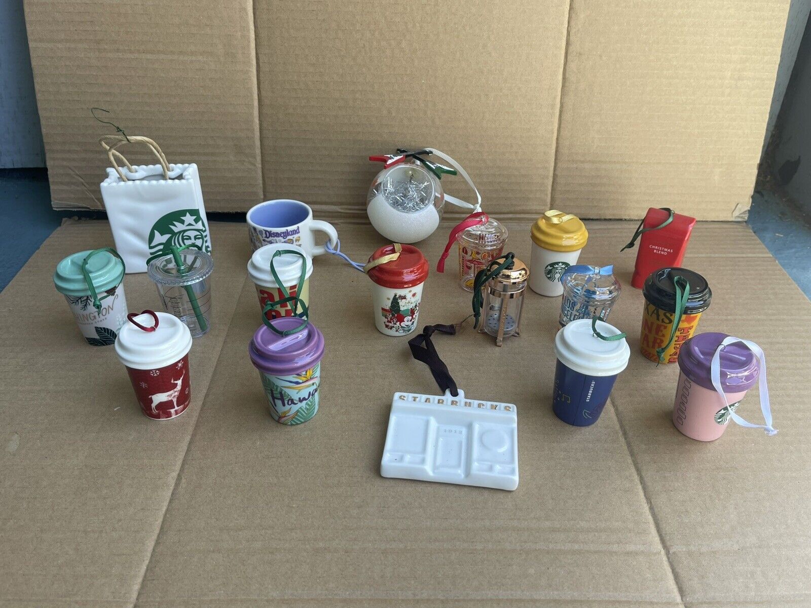 LOT 18 - Starbucks Christmas Ornaments Various MINI COFFEE CUPS BAG DISNEY - Sold on eBay March 3rd, 2025 for $95.00