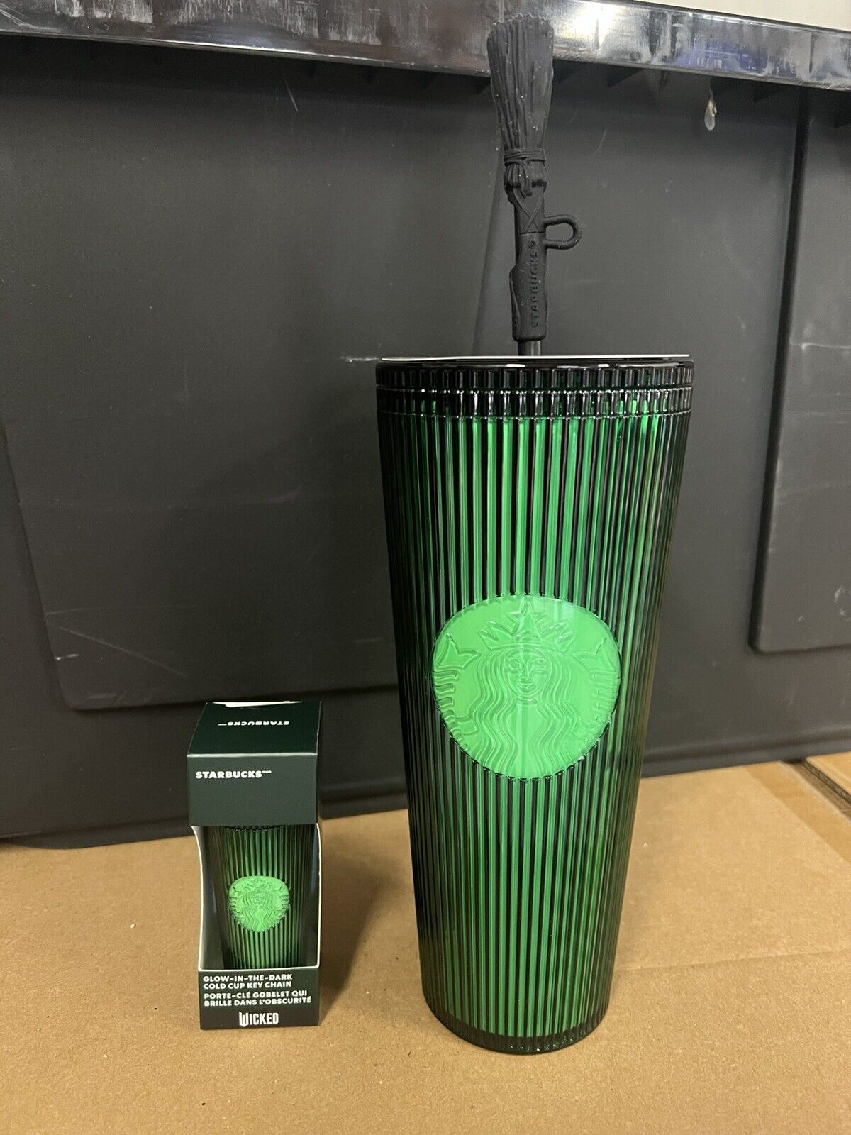 Starbucks Wicked 24 Glow In The Dark  Tumbler Elphaba Broom Topper Keychain SET - Sold on eBay January 23rd, 2025 for $89.99