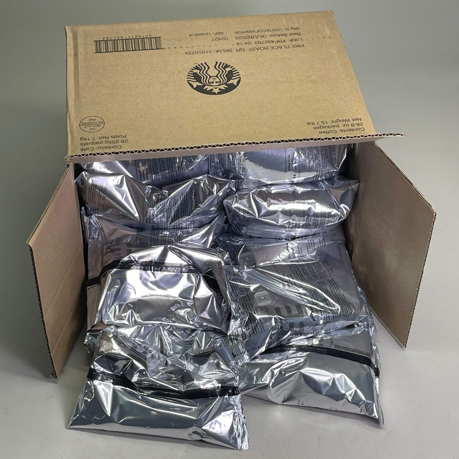 STARBUCKS (28-PACK) Pike Place Roast Ground Coffee 9 oz 05/25 15.7 lbs 11010724 - Sold on eBay February 20th, 2025 for $55.00