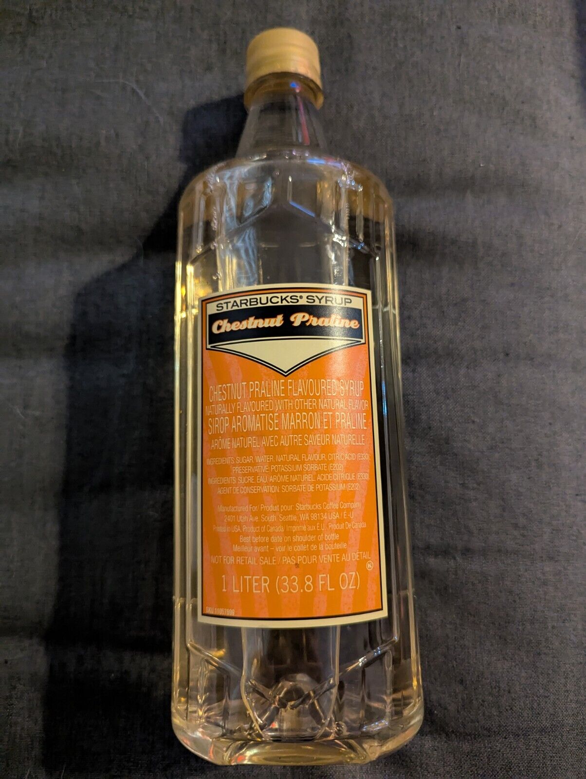 Starbucks Chestnut Praline Syrup 1 Liter BB Feb 2025 - Sold on eBay January 14th, 2025 for $67.00 (7 bids) 