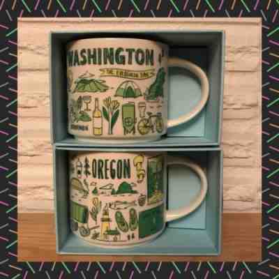 2x YAH Starbucks Been There Coffee Cup Oregon & Washington You Are Here mugs - Sold on eBay Oct, 4th 2018 for $45.00