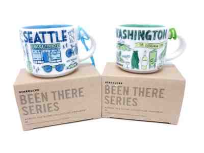 Mini 2oz Starbucks SEATTLE and WASHINGTON Been There Series Ornaments Demi Mugs - Sold on eBay Sep, 30th 2018 for $27.99
