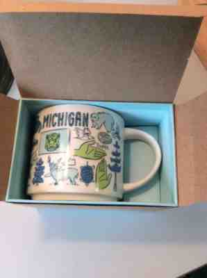 Starbucks Been There Across The Globe MICHIGAN mug new in box Beautiful blue - Sold on eBay Sep, 16th 2018 for $22.99