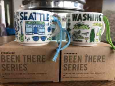 Starbucks Been There Series Seattle and Washington State Ornaments Lot Of 2, New - Sold on eBay Aug, 19th 2018 for $37.95