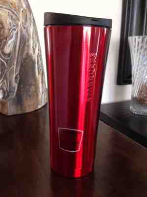 STARBUCKS STAINLESS STEEL PHINNEY RED TUMBLER TRAVEL MUG 16OZ HARD TO FIND NEW - Sold on eBay Nov, 3rd 2018 for $28.80