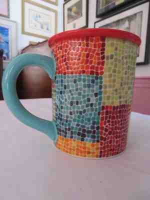 STARBUCKS BARISTA COFFEE CUP MUG 2002 MULTI COLOR MOSAIC TILE PATTERN RARE HTF - Sold on eBay Nov, 1st 2018 for $13.99