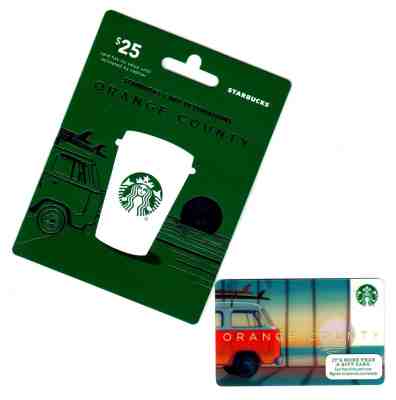 Starbucks Card 2014 OC Orange County Rare MINT HTF VW Van Hanger - Sold on eBay Oct, 31st 2018 for $1.99