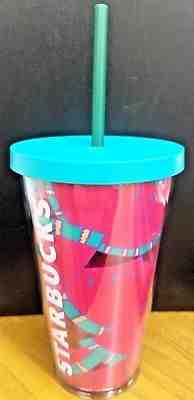 NEW 16 oz Starbucks bright pink watermelon cold cup w/straw, HTF - Sold on eBay Oct, 29th 2018 for $19.99