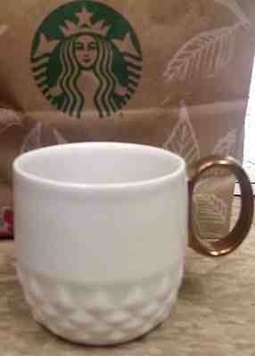 NEW Starbucks white ceramic cup with metallic gold handle, retired & HTF - Sold on eBay Oct, 22nd 2018 for $12.99