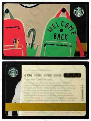 NEW Starbucks 2018 "Welcome Back" Back to School Gift Card HTF MINT - Sold on eBay Oct, 21st 2018 for $1.49