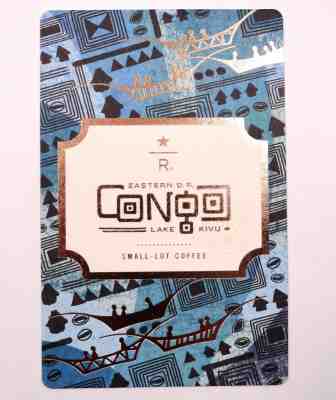 Starbucks Reserve Taster Card 2015 Congo Lake Kivu 'Blue Canoes'. ULTRA RARE HTF - Sold on eBay Oct, 16th 2018 for $74.95