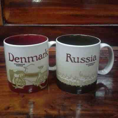 2 Original Starbucks Coffee Mugs DENMARK & RUSSIA Series 2016 Global City Icon - Sold on eBay Oct, 21st 2018 for $67.00