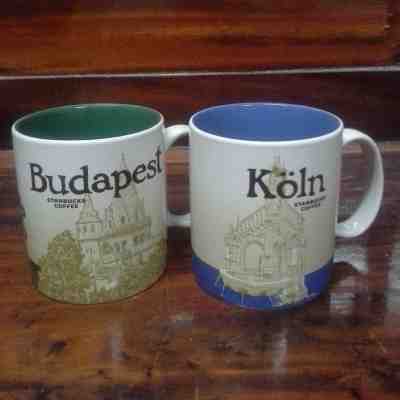 2 Starbucks Coffee Mugs Global Icon City Series 2016-2017 Budapest & Koln - Sold on eBay Oct, 19th 2018 for $69.00