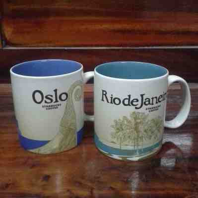 2 Starbucks Coffee Mugs Global Icon City Series 2016-2017 Oslo & Rio de Janeiro - Sold on eBay Oct, 15th 2018 for $60.00