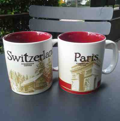2 Starbucks Coffee Mugs Icon City Series 2016 Paris ver.2 & Switzerland ver.2 - Sold on eBay Sep, 17th 2018 for $57.00