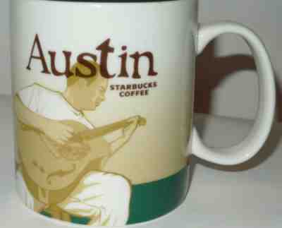 Starbucks Austin 2011 Coffee Mug Guitarist Green Global Icon Collector Series - Sold on eBay Sep, 9th 2018 for $24.50