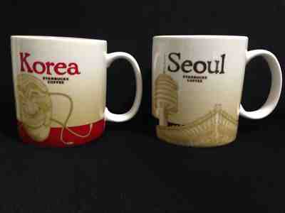 Rare! Starbucks Mug set "Seoul" and "Korea" Global Icons Collector Series 16oz - Sold on eBay Sep, 7th 2018 for $159.99