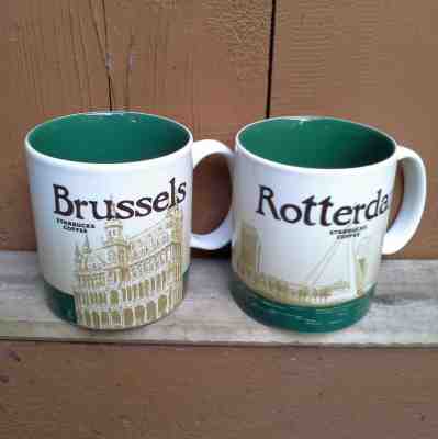 2 Starbucks Coffee Mugs Global Icon City Series 2016 Brussels & Rotterdam - Sold on eBay Sep, 2nd 2018 for $57.00