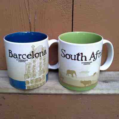 2 Starbucks Coffee Mugs Global Icon City Series 2016 Bacelona & South Africa - Sold on eBay Sep, 2nd 2018 for $57.00