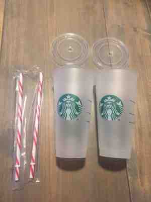 NEW Starbucks Frosted  Reusable 24oz Venti Cup 2018 Limited Edition Lot Of 2 - Sold on eBay Nov, 3rd 2018 for $19.98