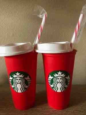 2 Starbucks Reusable 16 oz Cups Limited Edition Red Holiday 2018 New + BONUS! - Sold on eBay Nov, 2nd 2018 for $28.95