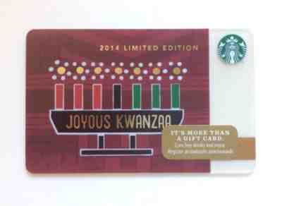 2014 Starbucks Joyous Kwanzaa Holiday Series Rare Limited Edition Gift Card - Sold on eBay Oct, 21st 2018 for $8.99