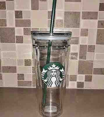 Limited Edition: STARBUCKS VENTI 20 oz DOUBLE WALL GLASS  Tumbler Cold Cup~RARE - Sold on eBay Oct, 21st 2018 for $45.00
