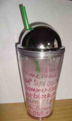 STARBUCKS Frappuccino Pink Tumbler Cold Cup NEW w/straw Limited edition errorCup - Sold on eBay Oct, 15th 2018 for $15.00