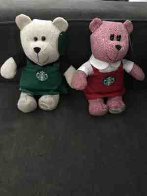 Starbucks 2016 Limited Edition Barista Bear Set Of Two Boy Girl Green Red  - Sold on eBay Oct, 13th 2018 for $13.97