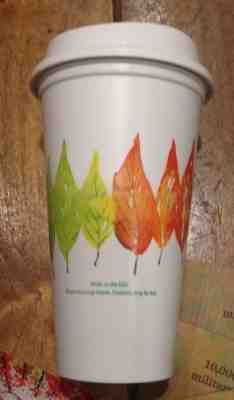 NEW! STARBUCKS 2017 Fall Leaf Reusable Grande Coffee Cup Limited Edition To Go - Sold on eBay Oct, 10th 2018 for $5.75