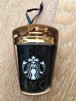 Starbucks 2015 NYC New York Christmas Ornament Limited Edition NWT black gold - Sold on eBay Oct, 5th 2018 for $13.99