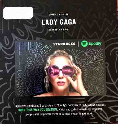 NEW 2017 Starbucks Lady Gaga Limited Edition Spotify Collaboration Gift Card  - Sold on eBay Oct, 3rd 2018 for $2.09