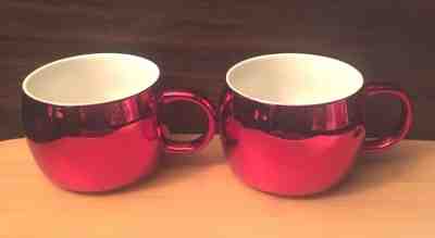 2 Metallic Red Starbucks Coffee Cups Mugs - 2013 Limited Edition - Sold on eBay Oct, 2nd 2018 for $31.95
