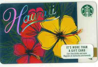 2017 NEW Starbucks Hawaii Destinations Gift Card Limited Edition Hibiscus Flower - Sold on eBay Oct, 1st 2018 for $2.48