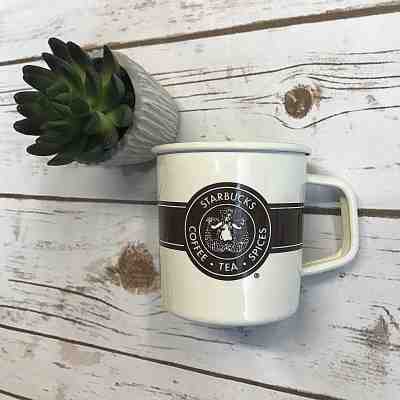 Starbucks Brown Limited Edition Enamel Tin Coffee Tea Mug Retro Original Siren - Sold on eBay Sep, 24th 2018 for $25.00
