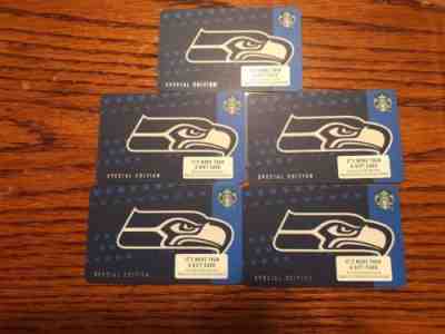 LOT OF 4 NEW  2018 Starbucks SEATTLE SEAHAWKS Gift Card Limited Edition - Sold on eBay Sep, 19th 2018 for $9.25