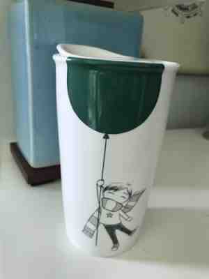NEW Starbucks Green Balloon Boy Travel Mug Limited Edition w Lid 12oz - 2014 - Sold on eBay Sep, 18th 2018 for $23.00