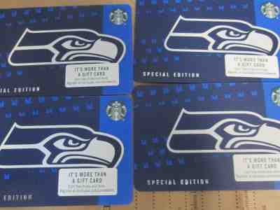 LOT OF 4 NEW  2018 Starbucks SEATTLE SEAHAWKS Gift Card Limited Edition - Sold on eBay Sep, 12th 2018 for $15.89