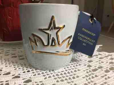 NEW 2016 Limited Edition Starbucks Anniversary Gold Crown White Coffee Mug - Sold on eBay Sep, 9th 2018 for $15.99
