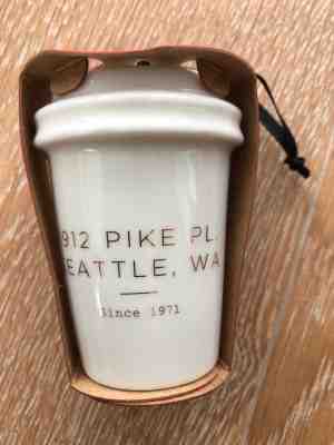 Starbucks 2015 Pike Place 1912 Christmas Ornament Limited Edition NWT white gold - Sold on eBay Sep, 8th 2018 for $14.99