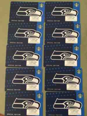 Lot Of 10. 2018 Starbucks SEATTLE SEAHAWKS Gift Card Limited Edition. In Hand - Sold on eBay Sep, 6th 2018 for $35.50