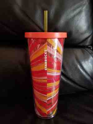 NEW STARBUCKS LIQUID SUNSHINE Limited Edition Cold Cup 24oz Tumbler + Straw RARE - Sold on eBay Sep, 5th 2018 for $20.95