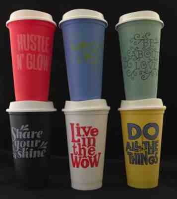 NIP - STARBUCKS— LIMITED EDITION 2017 REUSEABLE CUP- Lot of 6 with lids - Sold on eBay Aug, 22nd 2018 for $25.00