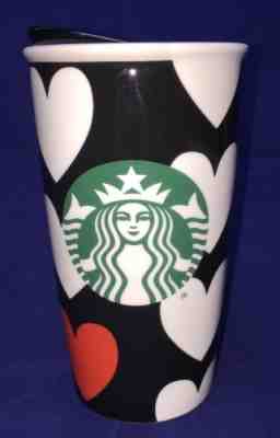 SBN NEW Starbucks Limited Edition 2015 Mug Ceramic Tumbler Black White Red Heart - Sold on eBay Aug, 21st 2018 for $18.00