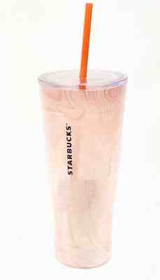 LIMITED EDITION Starbucks Pink Marble Cold Cup Venti Glass Tumbler New w/ Straw - Sold on eBay Aug, 20th 2018 for $44.99