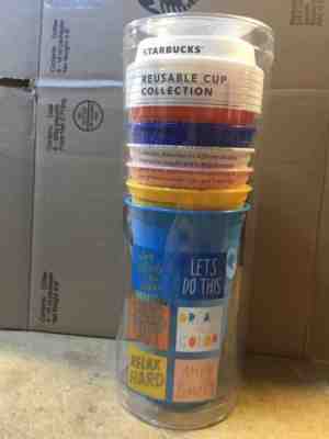 STARBUCKS 2018  REUSABLE SUMMER  CUPS Limited Edition 6PC SET 16OZ  - Sold on eBay Aug, 18th 2018 for $17.50