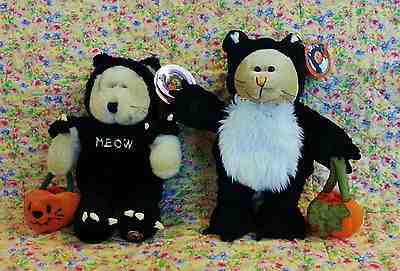 STARBUCKS BEARISTA BEAR(2) HALLOWEEN 2002 GLOW IN DARK MEOW & 2005 BLACK CAT  - Sold on eBay Nov, 4th 2018 for $26.95