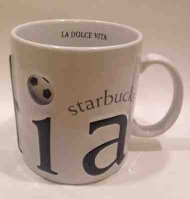 Starbucks Italia Italy Barista Mug La Dolce Vita Soccer 2002 Lg Raised letters - Sold on eBay Oct, 26th 2018 for $18.00