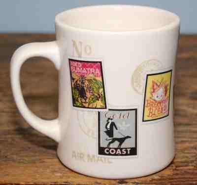 Starbucks 2002 Barista Coffee Mug / Cup 16oz Stamps Design espresso - Sold on eBay Oct, 23rd 2018 for $15.00